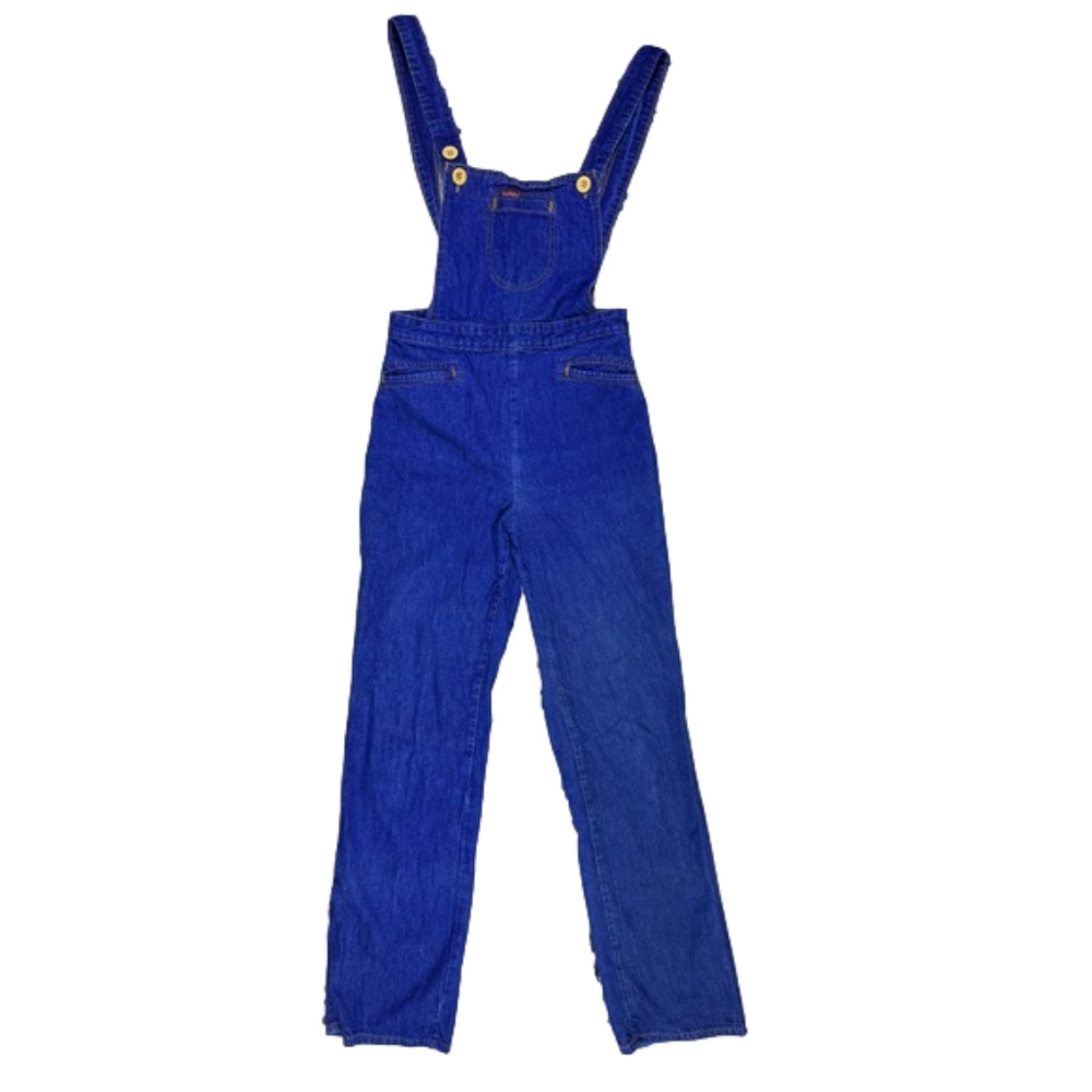 Landlubber Women’s 70s Retro Vintage Dark Wash Bib Denim Overalls Size 28